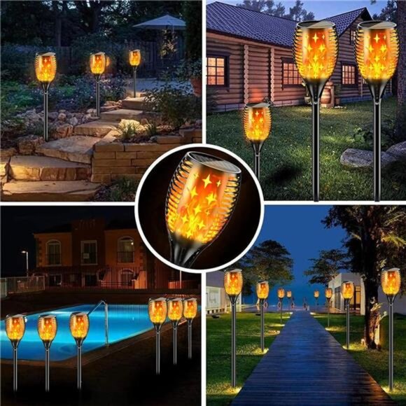 43'' Large Solar Torch Lights Flickering Flames Torches, Waterproof - Picture 4 of 7